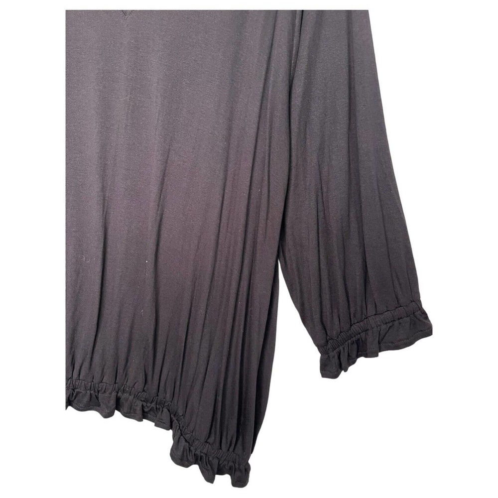 Lane Bryant Top Womens 22 24 V Neck Long Sleeve Cinched Bottom Tie Back Black - Picture 2 of 12